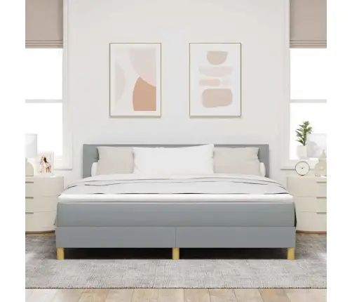 Kastītes Atsperu Gulta Gaiši Pelēks 180 X 200 Cm Audums Vidaxl