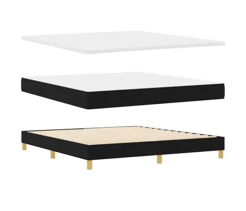 Kastītes Atsperu Gulta Ar Matraci Melna 180 X 200 Cm Audums Vidaxl