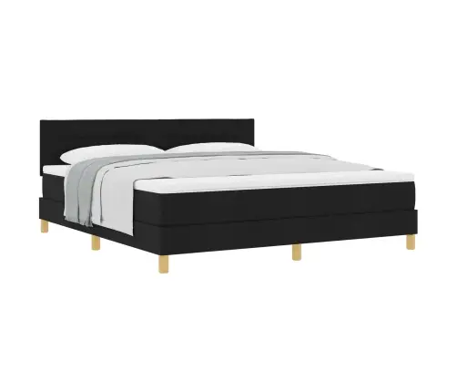 Kastītes Atsperu Gulta Ar Matraci Melna 180 X 200 Cm Audums Vidaxl