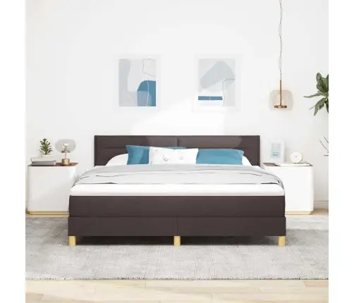 Kastītes Atsperu Gulta Tumši Brūna 180 X 200 Cm Audums Vidaxl