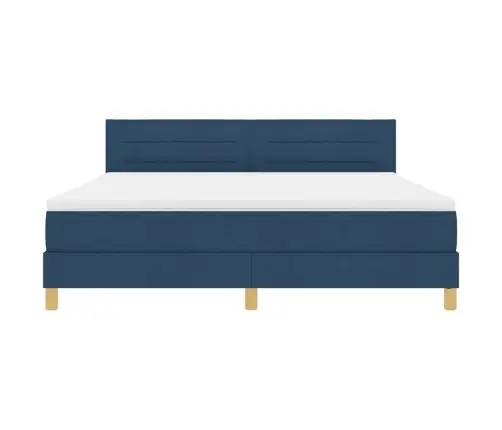 Kastītes Atsperu Gulta Ar Matraci Zila 180 X 200 Cm Audums Vidaxl