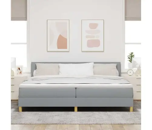 Kastītes Atsperu Gulta Gaiši Pelēks 200 X 200 Cm Audums Vidaxl