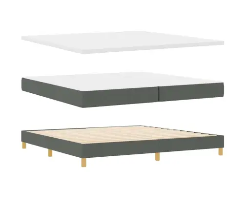 Spyruoklinė Lova Su Čiužiniu Tamsiai Pilka 200 X 200 Cm Audinys