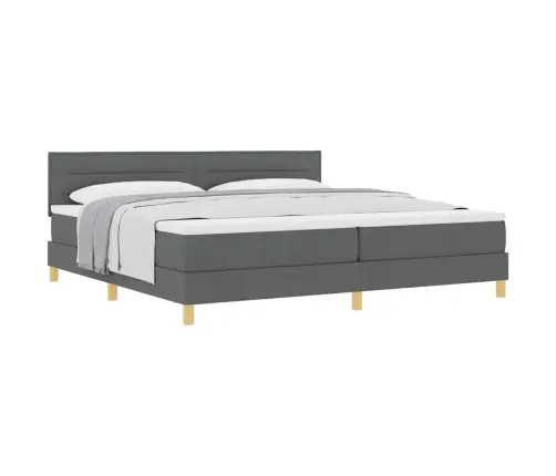 Spyruoklinė Lova Su Čiužiniu Tamsiai Pilka 200 X 200 Cm Audinys