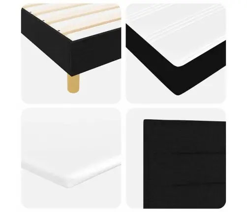 Gulta Ar Matraci Melnā Krāsā 200X200 Cm Audums Vidaxl