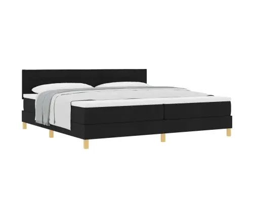 Gulta Ar Matraci Melnā Krāsā 200X200 Cm Audums Vidaxl