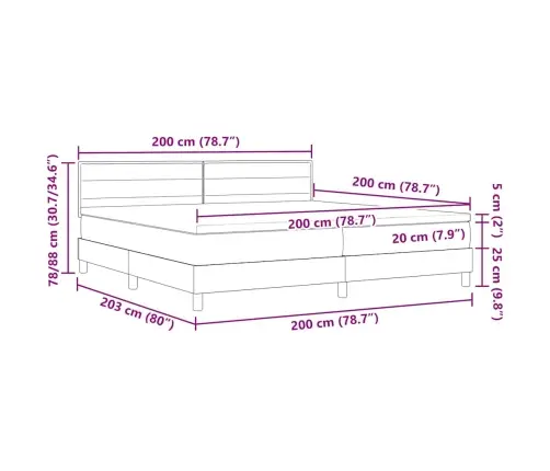 Gulta Ar Matraci Melnā Krāsā 200X200 Cm Audums Vidaxl