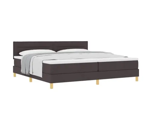 Kiemas Lova Su Čiužiniu Tamsiai Rudas 200 X 200 Cm Audinys