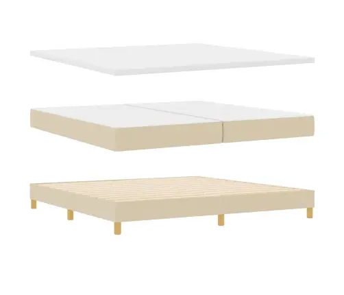 Kastes Atsperu Gulta Ar Matraci Krēmkrāsā 200X200 Cm Audums Vidaxl