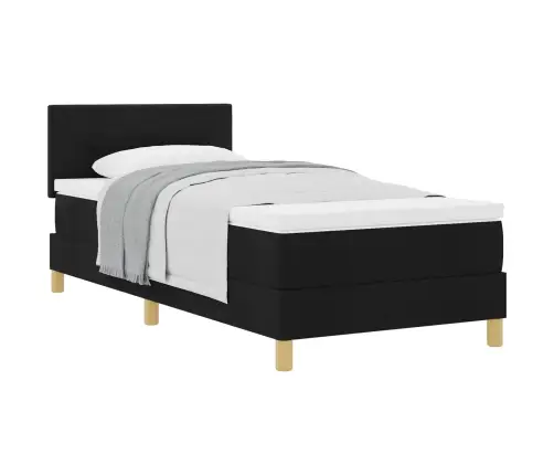 Kasta Gulta Ar Matraci Melnā Krāsā 80X200 Cm Audumā Vidaxl