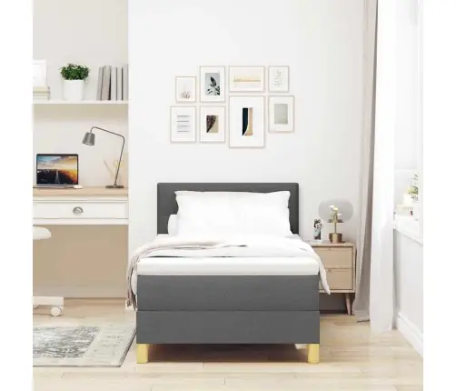 Kastes Atsperes Gulta Ar Matraci Tumši Pelēka 90X190 Cm Audums Vidaxl