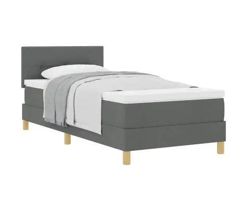 Kastes Atsperes Gulta Ar Matraci Tumši Pelēka 90X190 Cm Audums Vidaxl