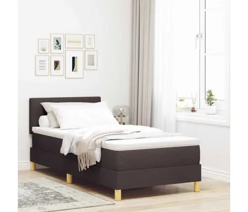 Kontinentālā Gulta Ar Matraci Tumši Brūna 90 X 190 Cm Audums Vidaxl