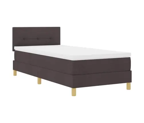Kontinentālā Gulta Ar Matraci Tumši Brūna 90 X 190 Cm Audums Vidaxl