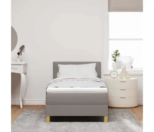 Kastes Atsperu Gulta Ar Matraci Pelēkbrūnā Krāsā 90X200 Cm Audums Vidaxl