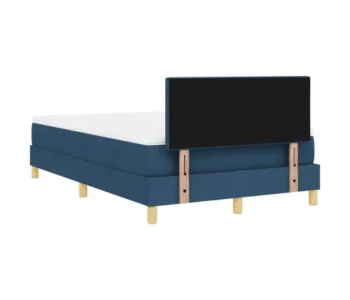 Kontinentālā Gulta Ar Matraci Zila 120 X 190 Cm Audums Vidaxl