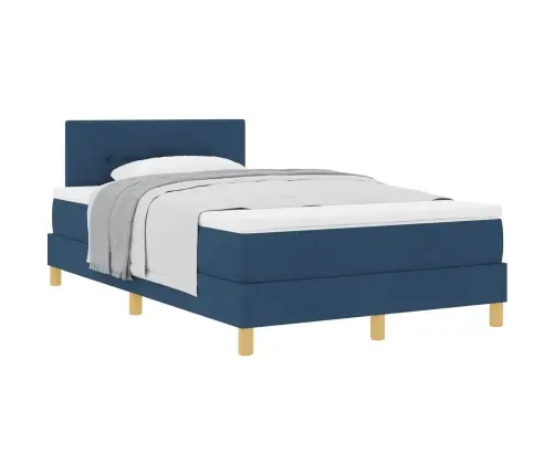 Kontinentālā Gulta Ar Matraci Zila 120 X 190 Cm Audums Vidaxl