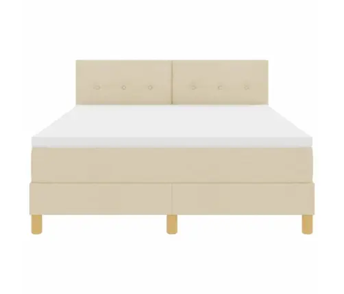 Kastītes Atsperu Gulta Ar Matraci Krēmkrāsa 140 X 190 Cm Audums Vidaxl