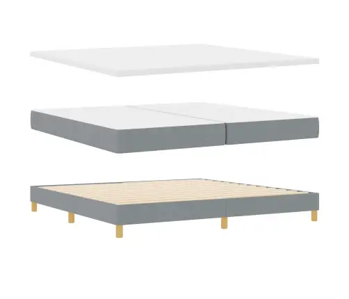 Kastes Atsperu Gulta Ar Matraci Gaiši Pelēka 200X200 Cm Audums Vidaxl