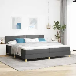 Kastītes Atsperu Gulta Tumši Pelēks 200 X 200 Cm Audums Vidaxl