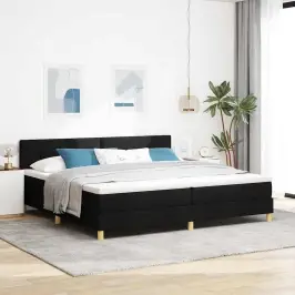 Kontinentālā Gulta Ar Matraci Melna 200 X 200 Cm Audums Vidaxl