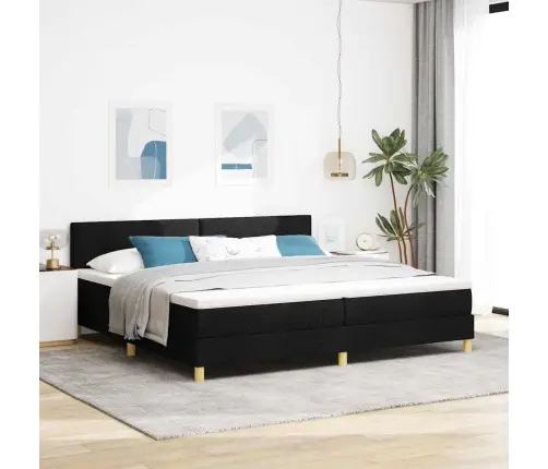 Kastītes Gulta Ar Matraci Melna 200X200 Cm Audums Vidaxl
