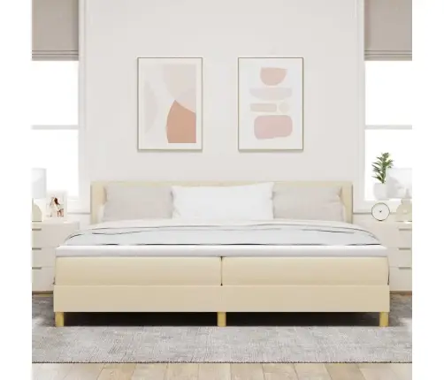 Kiemas Lova Su Čiužiniu Kreminė 200 X 200 Cm Audinys