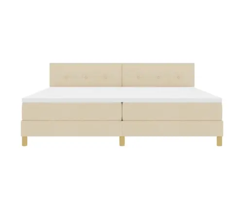 Kiemas Lova Su Čiužiniu Kreminė 200 X 200 Cm Audinys