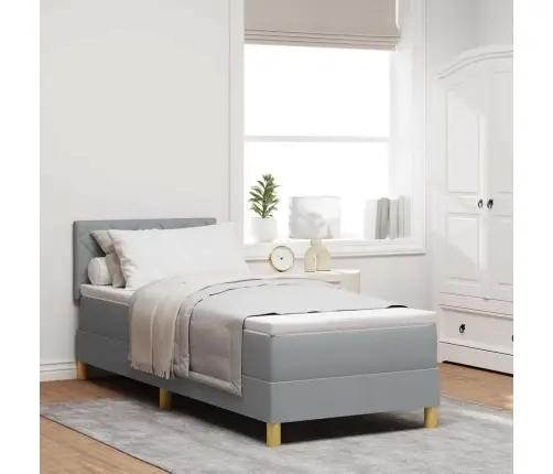 Kastītes Atsperu Gulta Ar Matraci Gaiši Pelēks 80X200 Cm Audums Vidaxl