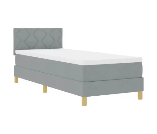 Kastītes Atsperu Gulta Ar Matraci Gaiši Pelēks 80X200 Cm Audums Vidaxl