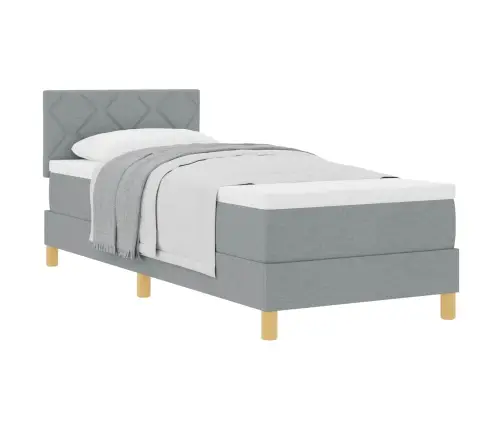 Kastītes Atsperu Gulta Ar Matraci Gaiši Pelēks 80X200 Cm Audums Vidaxl