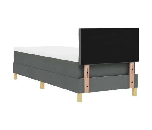 Gultas Pavasaris Ar Matraci Tumši Pelēks 80X200 Cm Audums Vidaxl