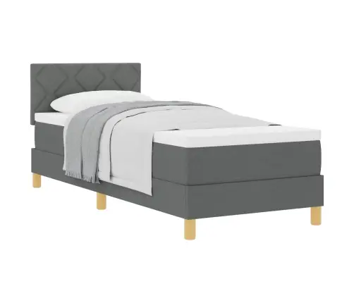 Gultas Pavasaris Ar Matraci Tumši Pelēks 80X200 Cm Audums Vidaxl