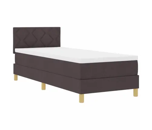 Spyruoklinė Lova Su Čiužiniu Tamsiai Ruda 80 X 200 Cm Audinys