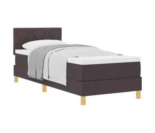 Kaste Gulta Ar Matraci Tumši Brūns 80X200 Cm Audums Vidaxl