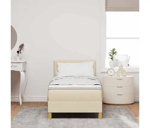 Kastes Atsperu Gulta Ar Matraci Krēmkrāsā 80X200 Cm Audums Vidaxl