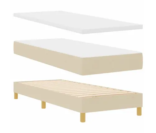 Kastes Atsperu Gulta Ar Matraci Krēmkrāsā 80X200 Cm Audums Vidaxl