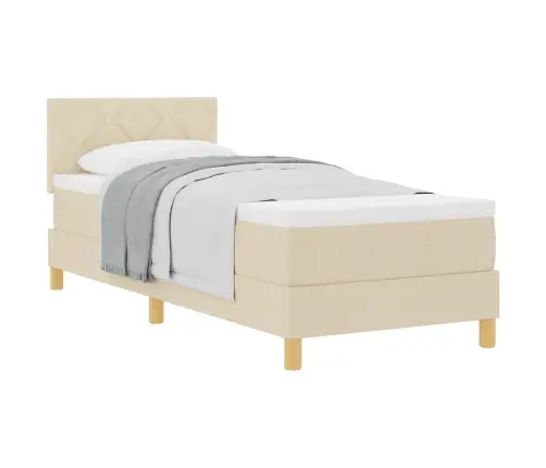 Kastes Atsperu Gulta Ar Matraci Krēmkrāsā 80X200 Cm Audums Vidaxl