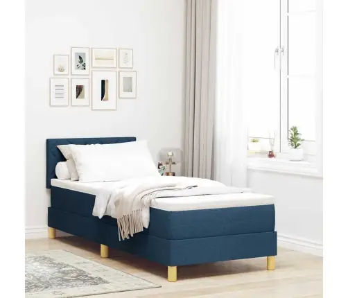 Kastē Iebūvēta Gulta Ar Matraci Zila 80X200 Cm Audums Vidaxl