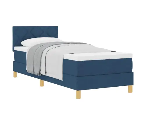 Kastē Iebūvēta Gulta Ar Matraci Zila 80X200 Cm Audums Vidaxl