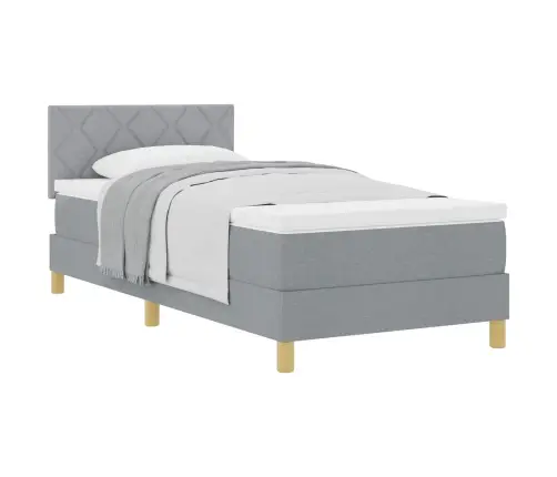 Kontinentālā Gulta Ar Matraci Gaiši Pelēka 90 X 190 Cm Audums Vidaxl