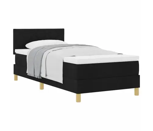 Kaste Ar Matraci Melnā 90X190 Cm Audums Vidaxl