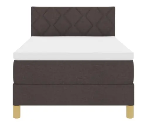 Kontinentālā Gulta Ar Matraci Tumši Brūna 90 X 190 Cm Audums Vidaxl
