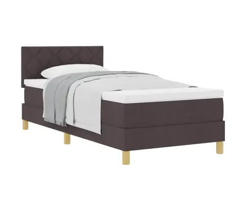 Kontinentālā Gulta Ar Matraci Tumši Brūna 90 X 190 Cm Audums Vidaxl