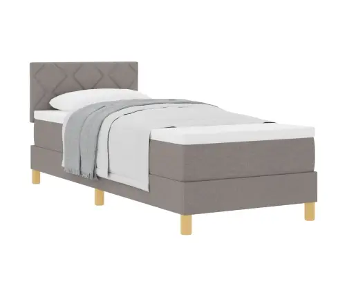 Kontinentālā Gulta Ar Matraci Pelēkbrūna 90 X 190 Cm Audums Vidaxl