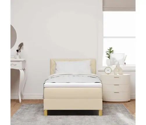 Kontinentālā Gulta Ar Matraci Krēmkrāsa 90 X 190 Cm Audums Vidaxl