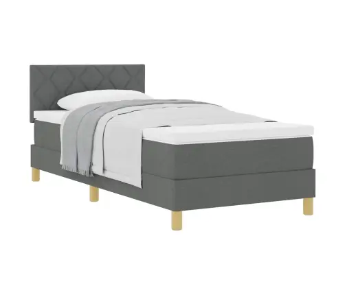 Kaste Gulta Ar Matraci Tumši Pelēks 100X200 Cm Audums Vidaxl