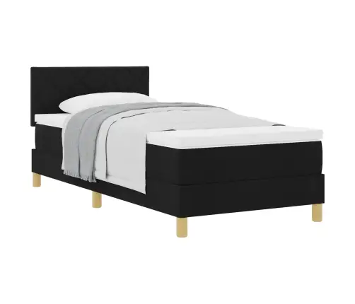 Kastīšu Gulta Ar Matraci Melns 100X200 Cm Audums Vidaxl