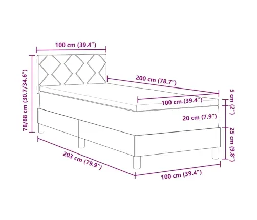 Kiemas Lova Su Čiužiniu Tamsiai Rudas 100 X 200 Cm Audinys
