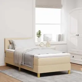 Kontinentālā Gulta Ar Matraci Krēmkrāsa 100 X 200 Cm Audums Vidaxl